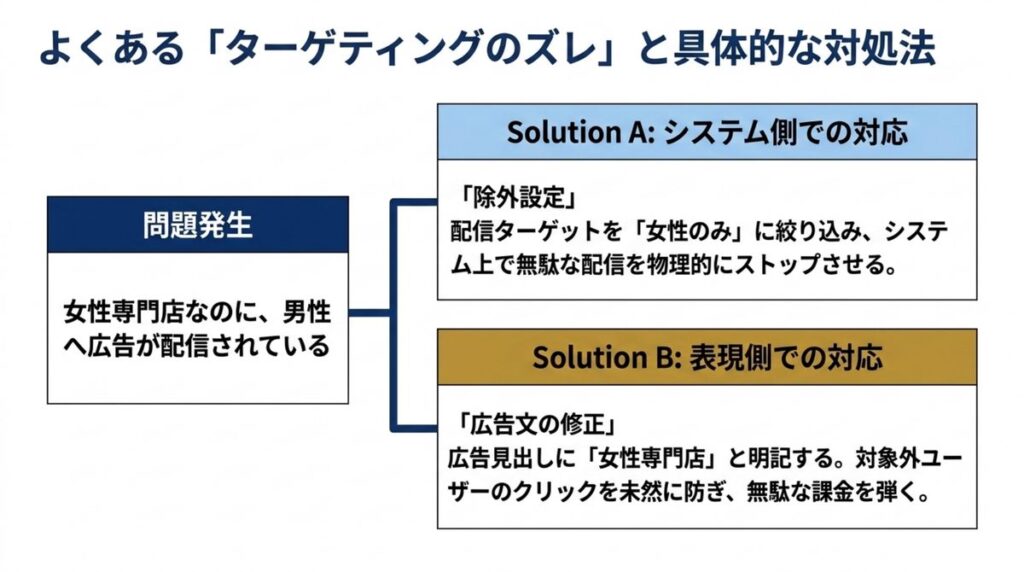 ターゲティングのズレを除外設定と広告文修正で対処する方法